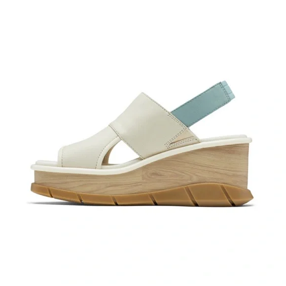 Sorel White and Blue Wedge Sandals Like New - Picture 7 of 7